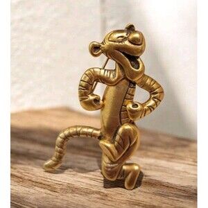 VTG Tigger Brooch DISNEY Gold Tone Articulating Body Swings Pooh Friend Signed